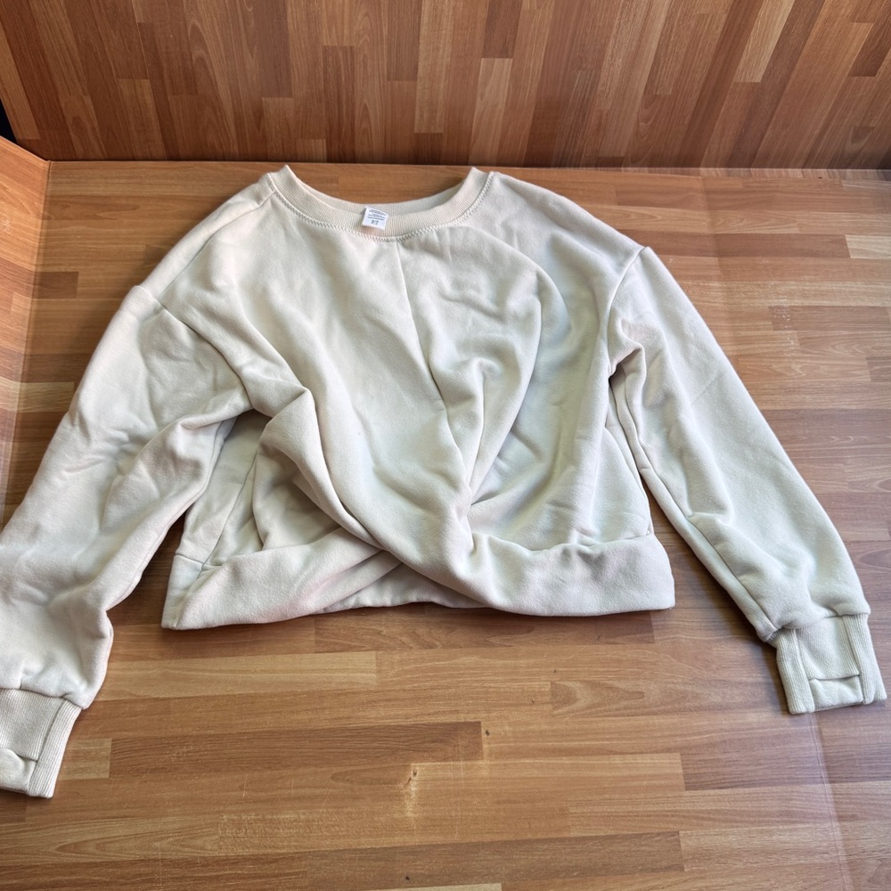 Athleta girl off white pullover twist sweatshirt size 7